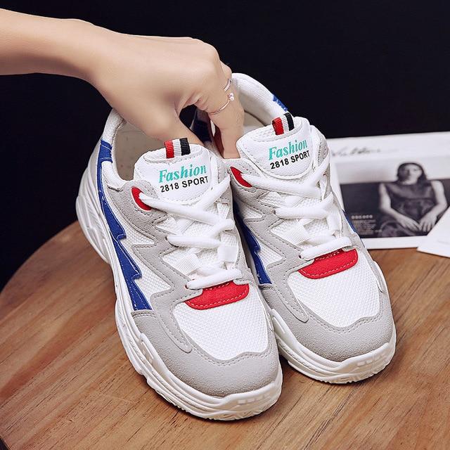 Women Comfortable Sneaker Shoes Pink Chunky Sneakers Platform Wedge Wedges Shoes for Women Zapatos De Mujer Casual Shoes TrackingMore