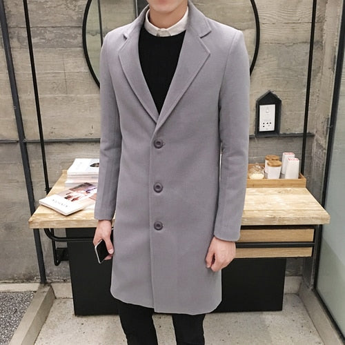 (10 colors) 2019 autumn and winter new men's woolen coat 5XL large size slim long trench coat, fashion slim wild men's jacket TrackingMore