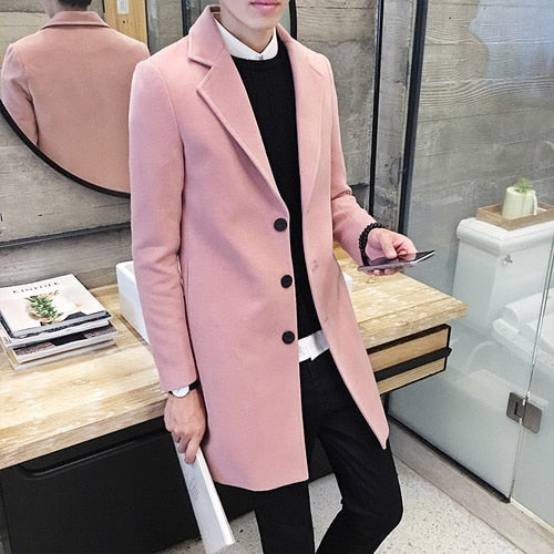 (10 colors) 2019 autumn and winter new men's woolen coat 5XL large size slim long trench coat, fashion slim wild men's jacket TrackingMore