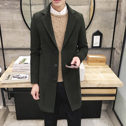 (10 colors) 2019 autumn and winter new men's woolen coat 5XL large size slim long trench coat, fashion slim wild men's jacket TrackingMore