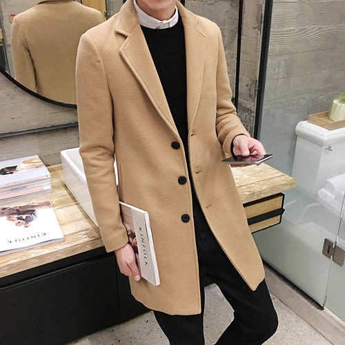 (10 colors) 2019 autumn and winter new men's woolen coat 5XL large size slim long trench coat, fashion slim wild men's jacket TrackingMore