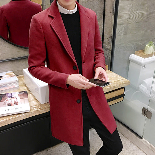 (10 colors) 2019 autumn and winter new men's woolen coat 5XL large size slim long trench coat, fashion slim wild men's jacket TrackingMore